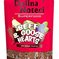 Sobre para perro SUPERFOOD corazones de ternera y oca 300g