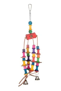 Wooden Toy for Parrots with Rollers and Bells
