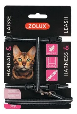 Arnés para gato con correa negro Rozměr 1,2m