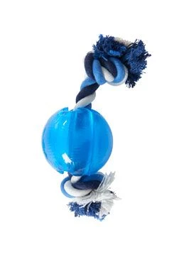 BUSTER Strong Ball with Rope Dog Toy Light Blue M