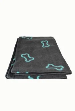 Deka pro psy BEANY modré kostičky 100x70cm šedá