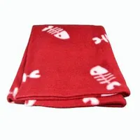 BEANY Dog Blanket White Fish Bones 100x70cm Burgundy TR