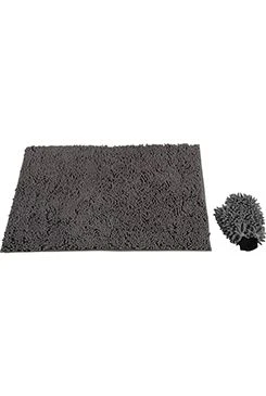 Alfombra de microfibra 90x60 cm + guante, gris