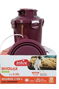 2-in-1 Bottle + 2 Bowls BIVOUAK 2x350ml Red