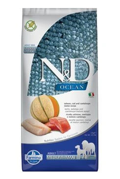 N&D OCEAN DOG M L Salmon & Cod & Melon Gramáž 12kg, Stáří Adult