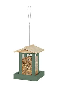 Outdoor Feeder FLORA 1 for seeds, wood, green