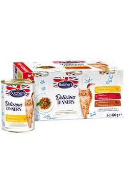 Cat Delicious Dinners chicken, beef, game tins 6x400g