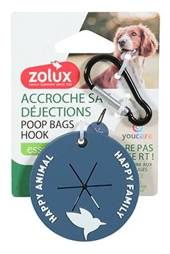 Portabolsas para excrementos con mosquetón azul oscuro YC