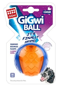 Dog Toy Ball M Transparent Blue-Orange