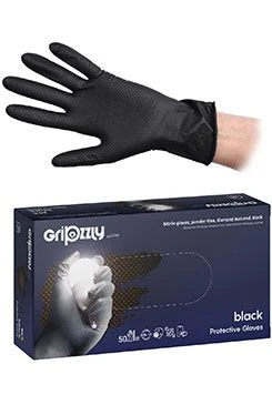 GRIPZZLY Protective Nitrile Gloves M Powder-Free Black Počet 50ks