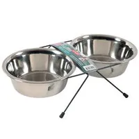 Miska nerez stojan+ 2 misky pes STEEL Objem 0,35l
