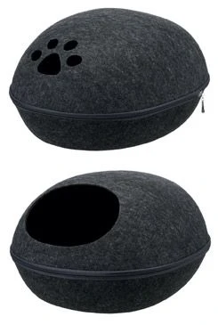 Cama cueva LIVA con cremallera 40x24x47cm gris oscuro TR