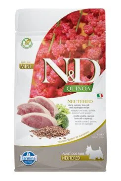 N&D Quinoa DOG Neutered Duck&Broccoli&Asp. Mini Gramáž 800g