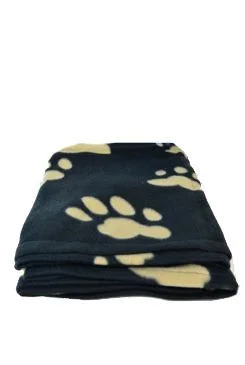 Deka pro psy BEANY hnědé tlapky 100x70cm černá