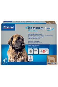 Effipro DUO Dog XL (40) 402 120 mg Gramáž 60kg, Objem 02ml, Počet 4x4