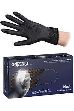 GRIPZZLY Protective Nitrile Gloves XL Powder-Free Black Počet 50ks