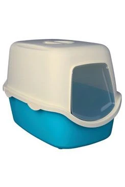 Covered Cat Litter Box VICO 40x40x56cm Blue White TR