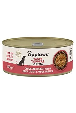 Dog can Toppers Broth chicken breast with liver Gramáž 156g