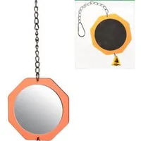 Round mirror with bell – toy for exotic birds