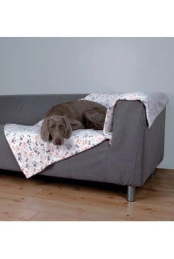 Deka pro psy LINGO kosti tlapky 100x150cm bílá béžovTR