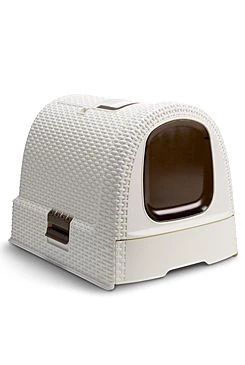 Covered Cat Litter Box Rattan 39x39x51cm Mocha