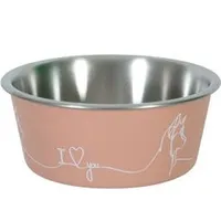 Stainless Steel Dog Bowl LOVE DOG Pink Objem 400ml