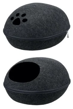 Cama cueva LIVA con cremallera 40x24x47cm gris oscuro TR