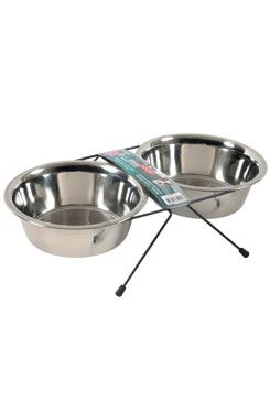 Miska nerez stojan+ 2 misky pes STEEL Objem 0,35l