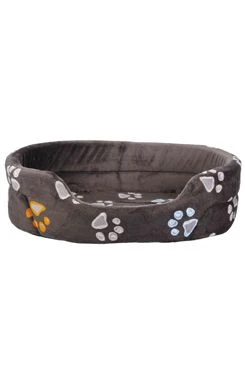 Cama JIMMY con huellas 55x45cm peluche gris TR