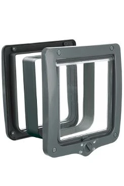 Dvířka kočka XL plast 4P s tunelem 24x28cm šedá