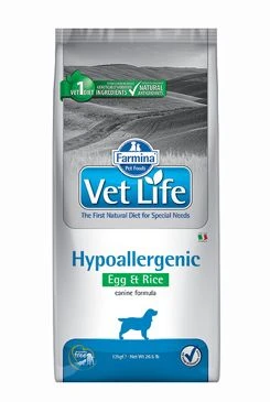 Vet Life Natural DOG Hypo Egg & Rice Gramáž 12kg