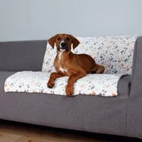 Manta para perros LINGO huesos y patitas 100x75cm blanca beige TR