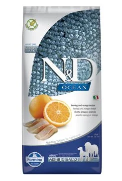 N&D OCEAN DOG M L Herring & Orange Gramáž 12kg, Stáří Adult