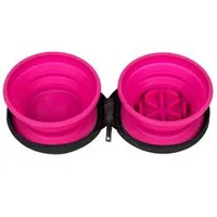 Travel Double Bowl SLOWFEEDER Pink Kiwi Objem 700ml