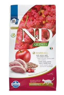 N&D Quinoa CAT Hairball Duck & Cranberry Gramáž 1,5kg