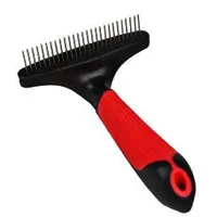 Deshedding Rake with Rotating Teeth, Red/Black, Size L KAR