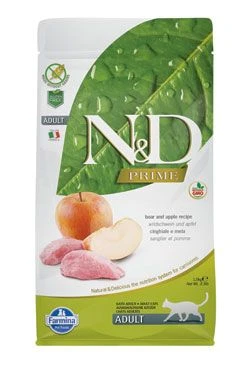 N&D PRIME CAT Boar & Apple Gramáž 1,5kg, Stáří Adult