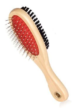Cepillo de doble cara cerdas medianas + púas con bolitas 20cm