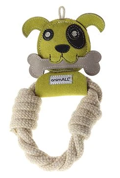 Juguete para perro con anilla de cuero de colores 25x16 cm