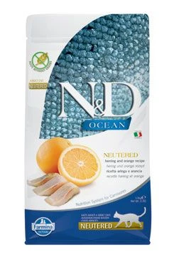 N&D OCEAN CAT NEUTERED Arenque y Naranja Gramáž 1,5kg, Stáří Adult