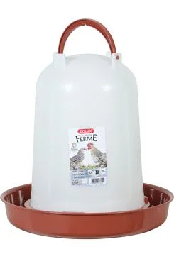 Bebedero de canal para aves de corral rojo Objem 10l