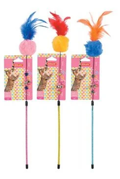 Cat Toy Pompom Fishing Rod, Mixed Colors