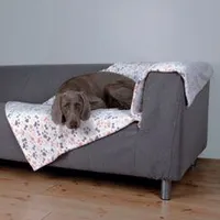 Deka pro psy LINGO kosti tlapky 100x150cm bílá béžovTR