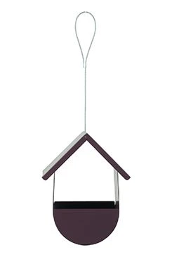 Comedero exterior CASITA para semillas, metal, morado