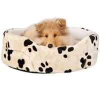 Cama CHARLY ovalada beige con huellas negras 70x62cm TR
