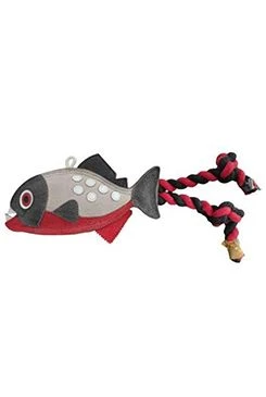 Dog Toy Piranha + Leather Rope Colourful 24x32cm