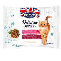 Cat Delic.Dinners chick+liver chick+beef pouch 4x100g