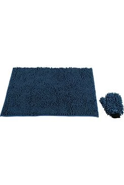 Alfombra de microfibra 90x60 cm + guante azul