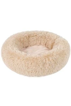 Round bed ADELE with long pile, beige Rozměr 50cm