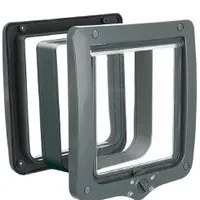 Dvířka kočka XL plast 4P s tunelem 24x28cm šedá